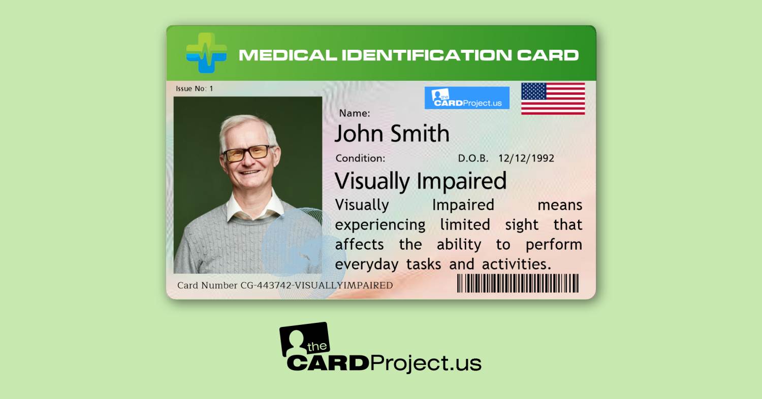 Visually Impaired Premium Medical Card (FRONT)